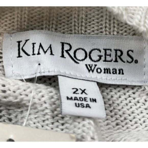 Kim Rogers Shrug Women 2X White Open Knit Short Sleeve Sweater NWT USA Made - Picture 3 of 8